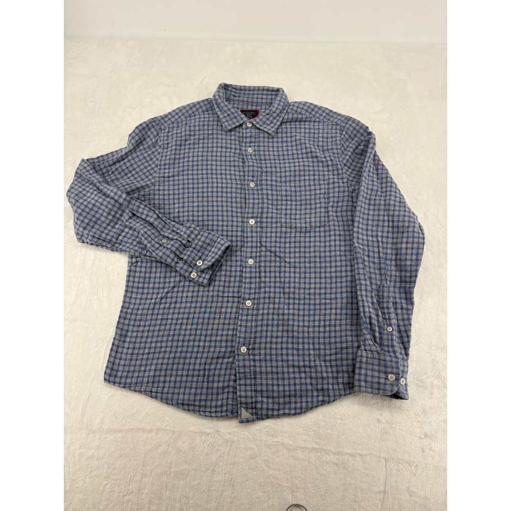 UNTUCKit Pugliese Mens Medium Slim Fit Button Down Shirt Blue Check 33982